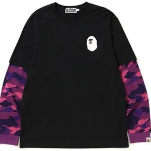 A Bathing Ape Black and Purple Long Sleeve Tee